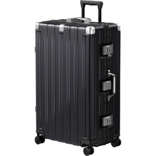 Checked Luggage Aluminum Frame Suitcase with Wheels PC ABS Hardside Zipperless with TSA Lock 28 Inch Black