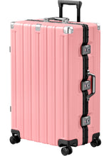 Checked Luggage Aluminum Frame Suitcase with Wheels PC ABS Hardside Zipperless with TSA Lock 28 Inch Pink