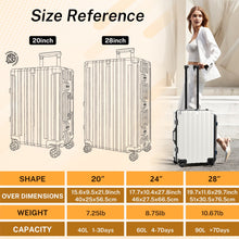 Checked Luggage Aluminum Frame Suitcase with Wheels PC ABS Hardside Zipperless with TSA Lock 28 Inch White