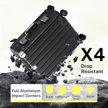 Checked Luggage Aluminum Frame Suitcase with Wheels PC ABS Hardside Zipperless with TSA Lock 28 Inch Black